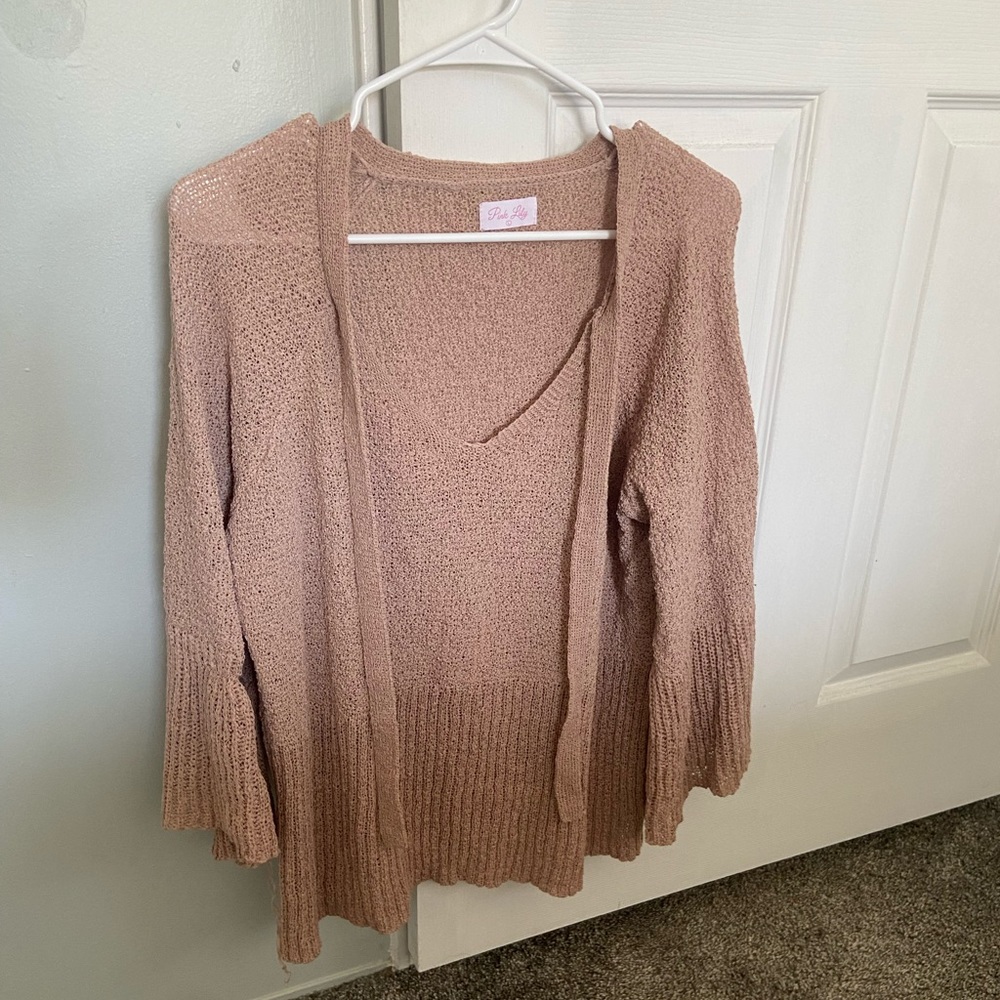 Ladies Pink Lily Sweater size L